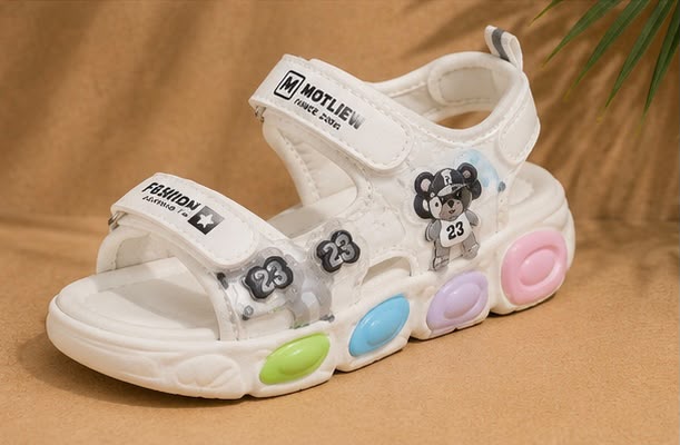 Newstep Candy Step white kids girls sandals with colorful details