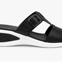 Newstep Elegant Black Comfort women’s buckle wedge sandals with double straps