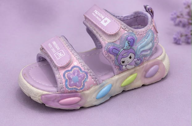 Newstep Magic Steps purple kids girls sandals with colorful details