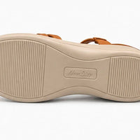 Newstep tan women’s wedge sandals with multi-strap design
