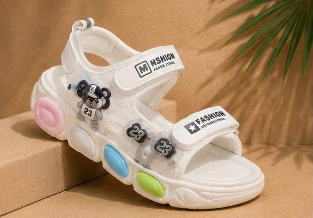 Newstep Candy Step white kids girls sandals with colorful details
