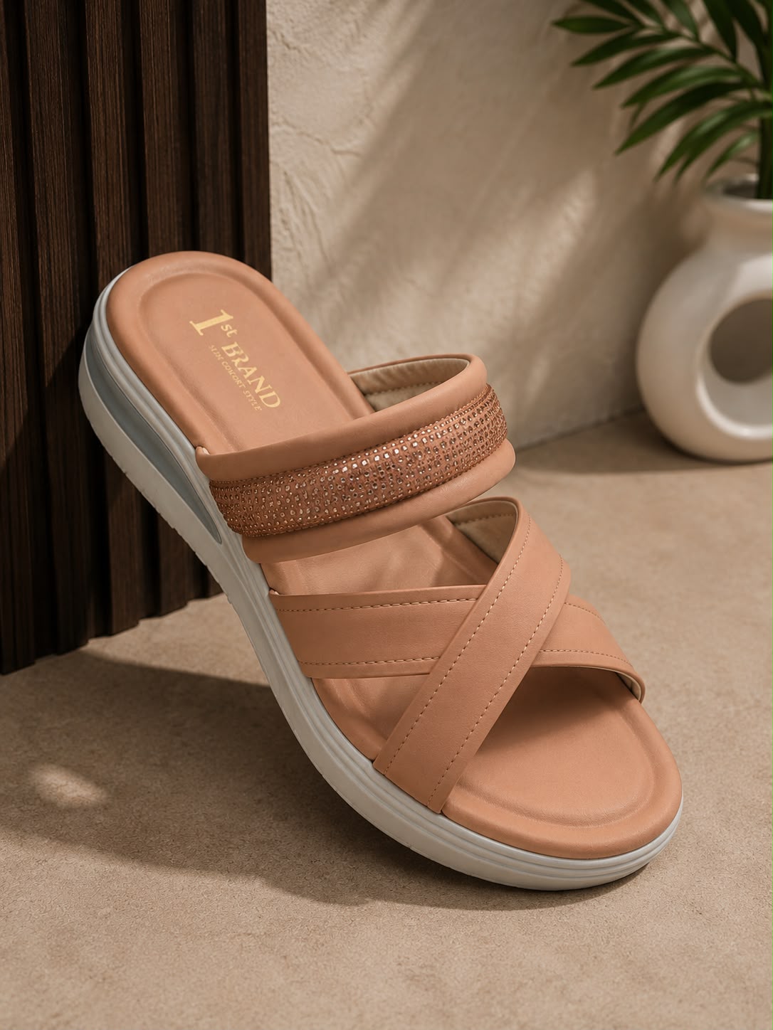 Newstep Rose Luxe nude pink women’s platform sandals