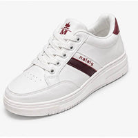 Newstep White Classic Casual Sneakers with Burgundy Details for Women