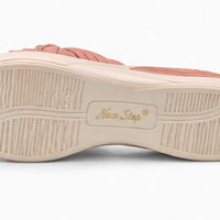Newstep Pink Knot Blush Pink wedge slippers with embellished strap