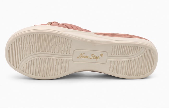 Newstep Pink Knot Blush Pink wedge slippers with embellished strap