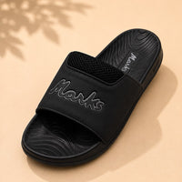 Newstep Marks Urban Slide black casual sandals with textured footbed
