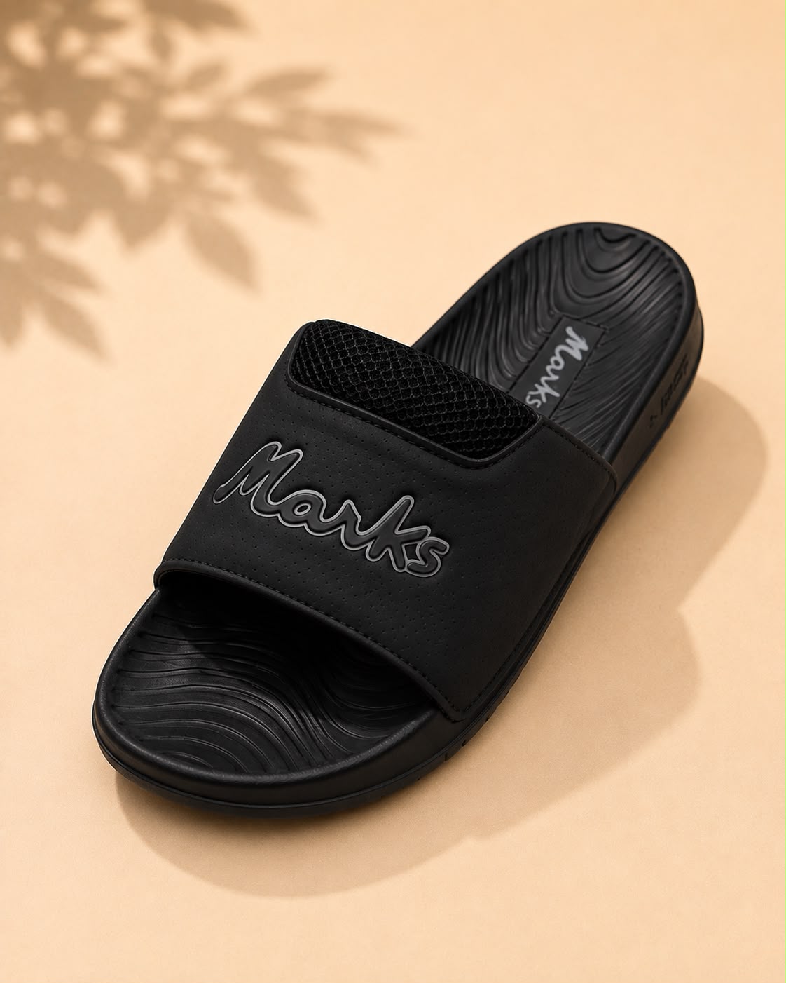 Newstep Marks Urban Slide black casual sandals with textured footbed