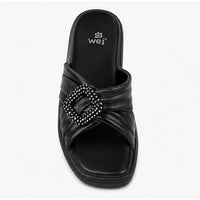 Newstep Black Royal Buckle Wedge Sandal for Women