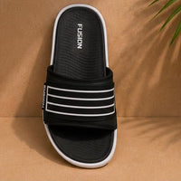 Newstep Fusion Stride black and white men’s casual slide sandals