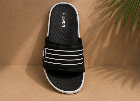 Newstep Fusion Stride black and white men’s casual slide sandals