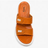 Newstep Tan Double Strap Buckle Wedge Slipper for Women