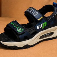 Newstep Kids Sprint boys navy blue sports sandals with green detailing
