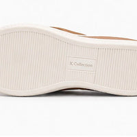 Newstep Elegant Cross Strap brown wedge slippers with embellished detail