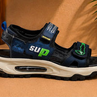 Newstep Kids Sprint boys navy blue sports sandals with green detailing