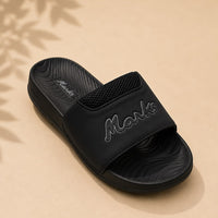 Newstep Marks Urban Slide black casual sandals with textured footbed