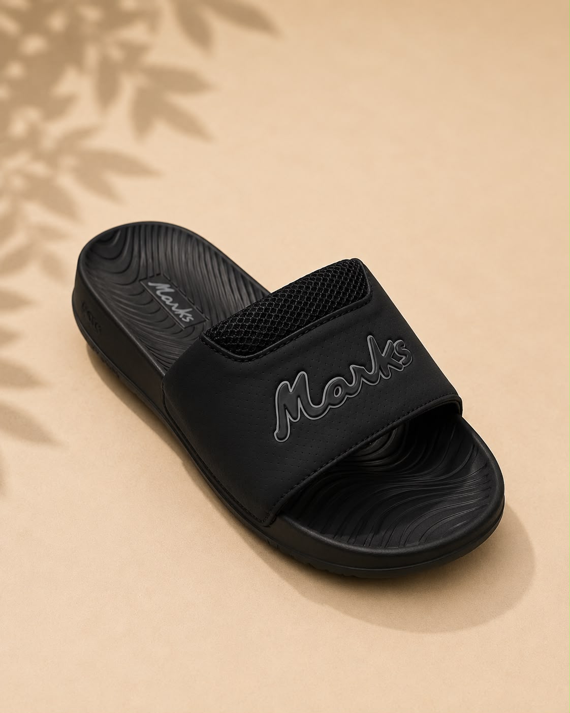 Newstep Marks Urban Slide black casual sandals with textured footbed