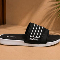 Newstep Fusion Stride black and white men’s casual slide sandals