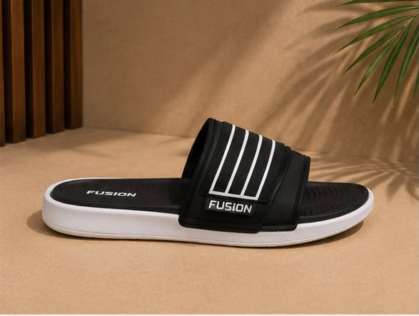 Newstep Fusion Stride black and white men’s casual slide sandals