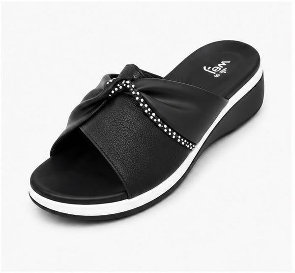 Newstep Black Rhinestone Wedge Sandals – Women’s