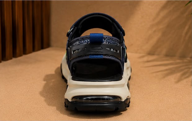 Newstep Kids Sprint boys navy blue sports sandals with green detailing