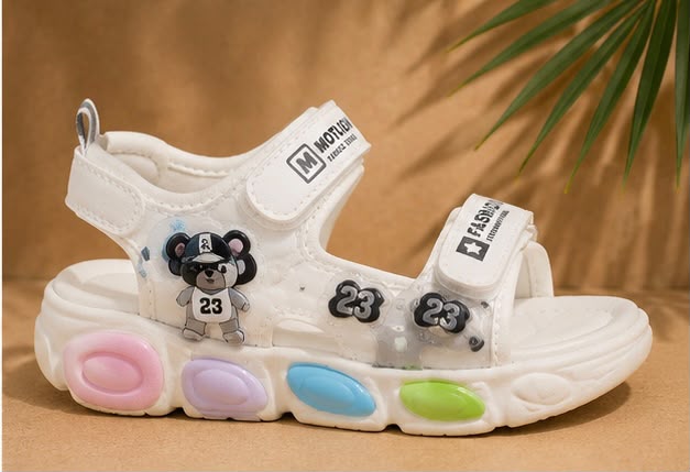 Newstep Candy Step white kids girls sandals with colorful details