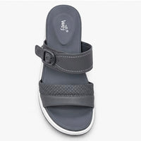 Newstep Classic Grey Comfort women’s buckle wedge sandals with double straps