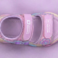 Newstep Magic Steps purple kids girls sandals with colorful details
