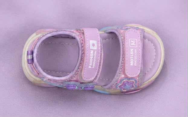 Newstep Magic Steps purple kids girls sandals with colorful details
