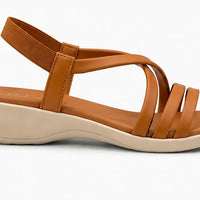 Newstep tan women’s wedge sandals with multi-strap design
