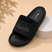 Newstep Marks Urban Slide black casual sandals with textured footbed