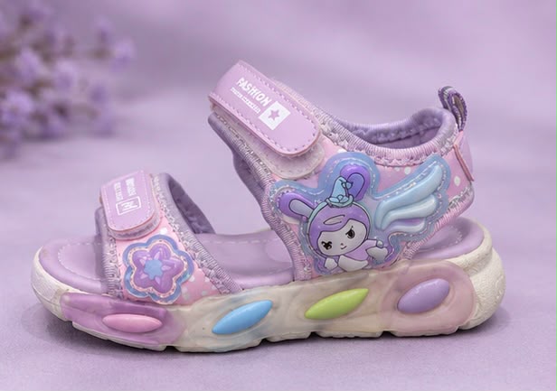 Newstep Magic Steps purple kids girls sandals with colorful details